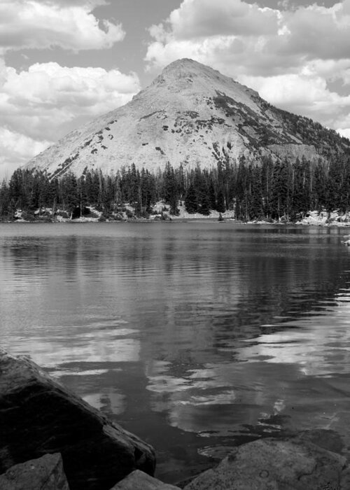 Water Greeting Card featuring the photograph Reids Peak Black and White by Brett Pelletier