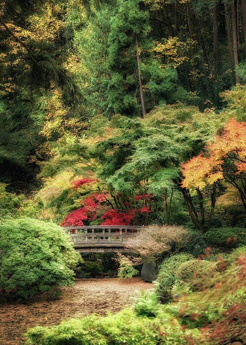 Japanese Garden Greeting Card featuring the photograph Reincarnating. The Tall Portrait. by Wasim Muklashy