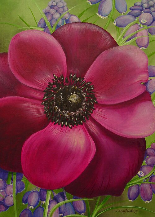 Floral Greeting Card featuring the painting Rejoice by Sandy Dusek