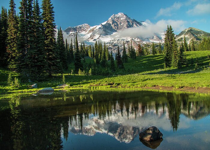 Mount Rainier Greeting Card featuring the photograph Relected Image by Doug Scrima