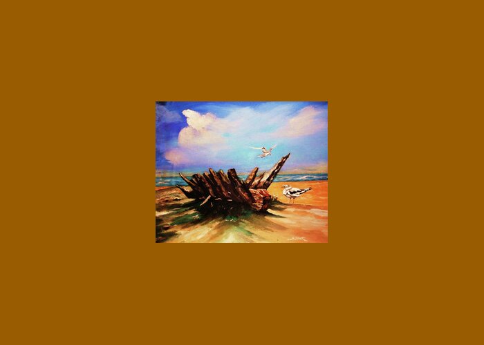Sea Relic Greeting Card featuring the painting Relic Washed Ashore by Al Brown
