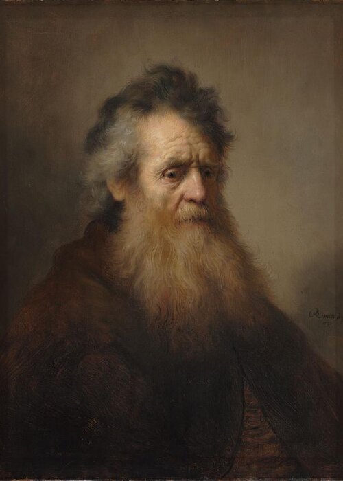 Rembrandt Bearded Old Man Greeting Card featuring the painting Rembrandt Bearded old man by MotionAge Designs