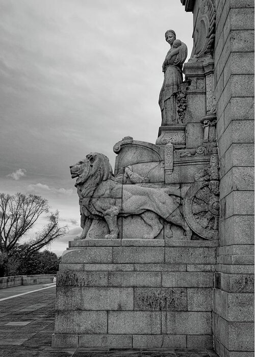 Shrine Greeting Card featuring the photograph Remembrance Lions by Ross Henton