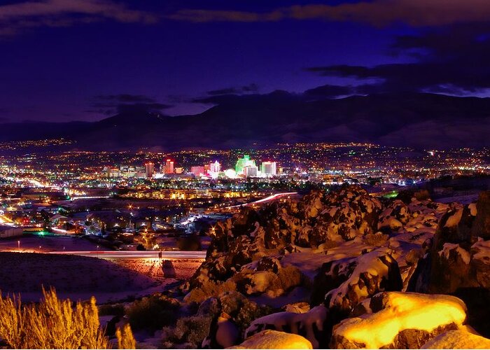 Downtown Reno Greeting Card featuring the photograph Reno Winter by Scott McGuire