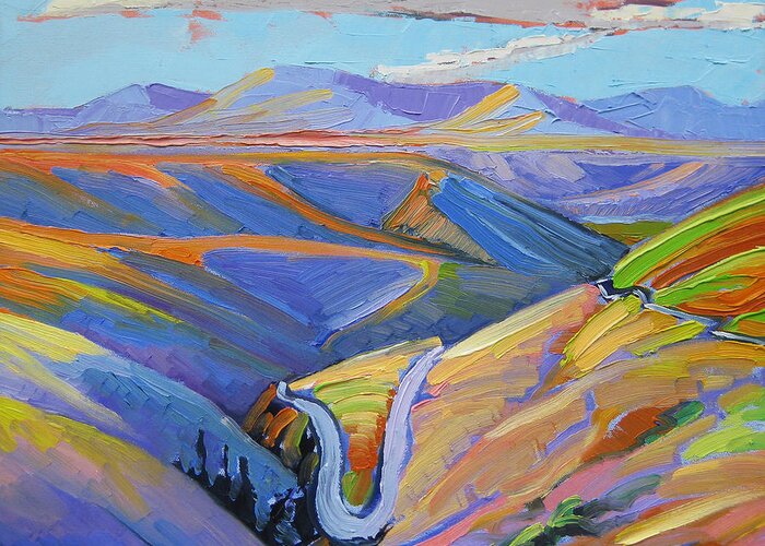 Landscape Greeting Card featuring the painting Reservation Roads by Gregg Caudell