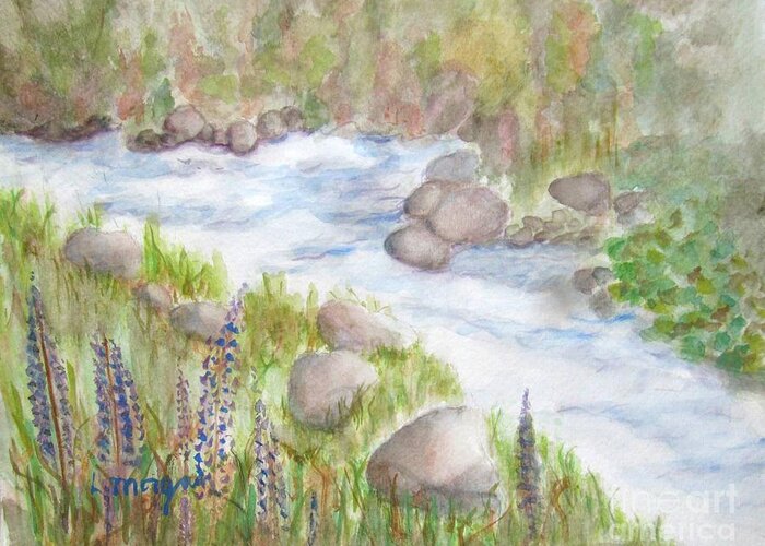 Water Greeting Card featuring the painting Rest By My Waters by Laurie Morgan