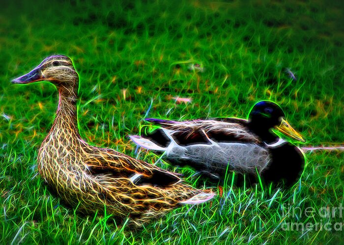 Resting Ducks Greeting Card featuring the photograph Resting Ducks by Mariola Bitner