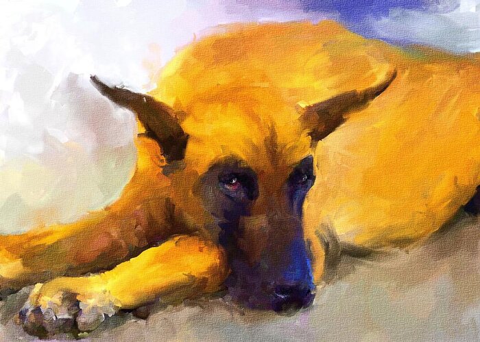 Great Dane Greeting Card featuring the painting Resting by Jai Johnson