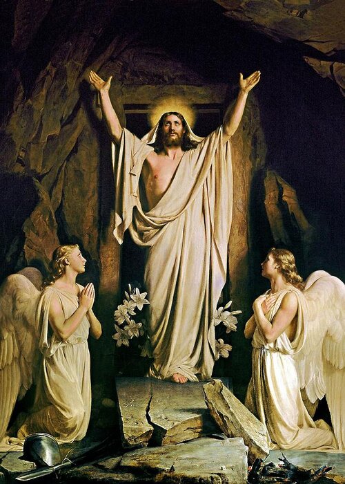 Resurrection Greeting Card featuring the painting Resurrection by Carl Heinrich Bloch
