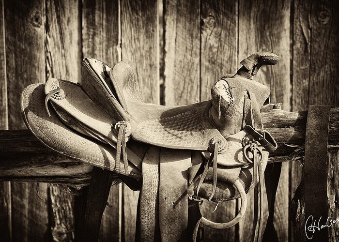 Saddle Greeting Card featuring the photograph Retired Saddle by Christine Hauber