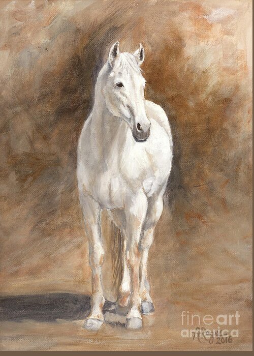 Horse Greeting Card featuring the painting Retired Thoroughbred Race Horse Rustic by Amy Reges