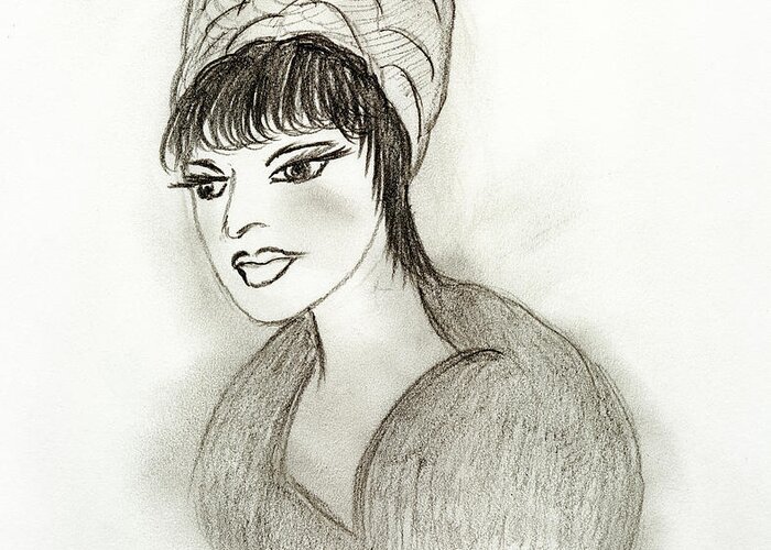 Retro Greeting Card featuring the drawing Retro Sixties Girl by Sonya Chalmers