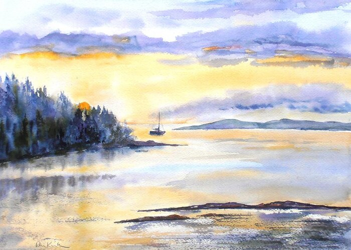 Sunsets Greeting Card featuring the painting Returning Home by Diane Kirk