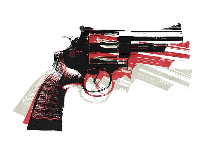 Revolver Greeting Card featuring the digital art Revolver on White - right facing by Michael Tompsett