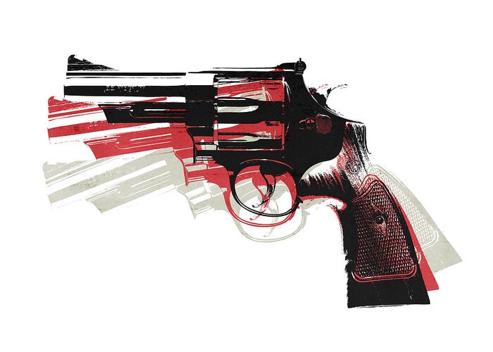 Revolver Greeting Card featuring the digital art Revolver on White by Michael Tompsett