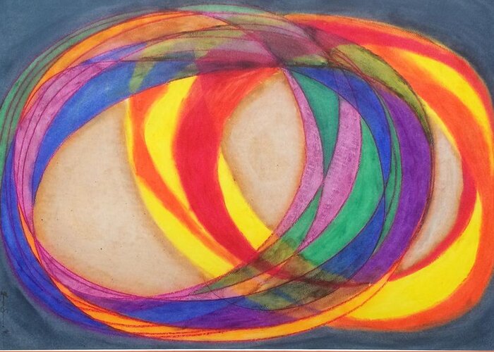 Circles Greeting Card featuring the pastel Revolving by Steve Sommers