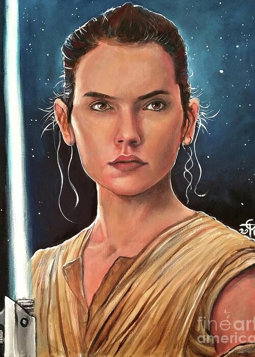 Rey Greeting Card featuring the painting Rey by Tom Carlton