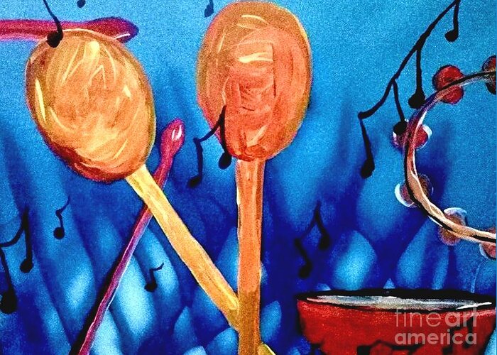 Drum Stick Shaker Greeting Card featuring the painting Rhythm by James and Donna Daugherty