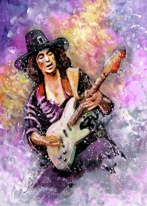 Music Greeting Card featuring the painting Richie Blackmore by Miki De Goodaboom