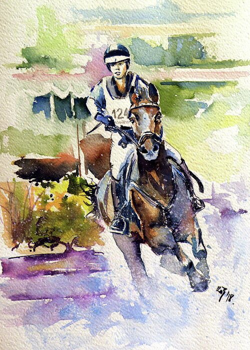 Rider Greeting Card featuring the painting Rider II by Kovacs Anna Brigitta