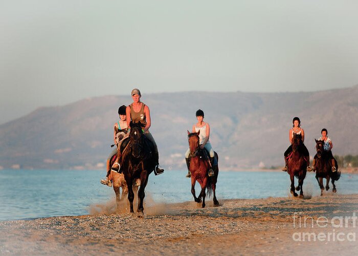 Horse Horseback Riding Greeting Card featuring the photograph Riders on the Beach by Rich S