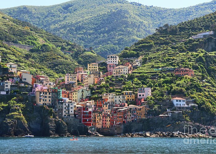 Cinque Terre Greeting Card featuring the photograph Riomaggiore 0576 crop by Jack Schultz