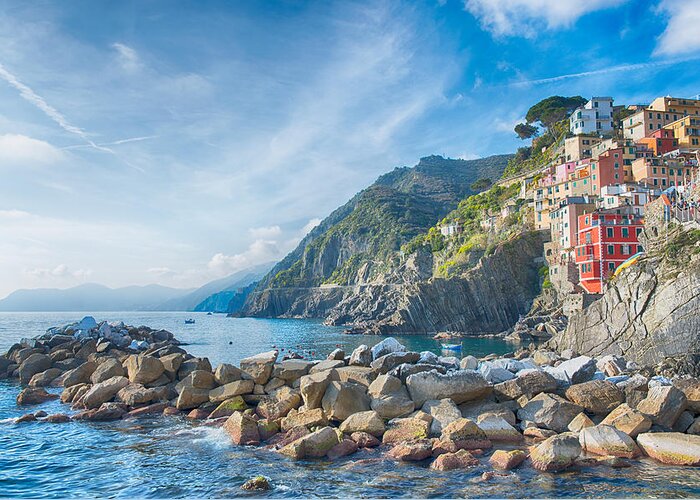Italy Greeting Card featuring the photograph Riomaggiore Italy by Bert Peake
