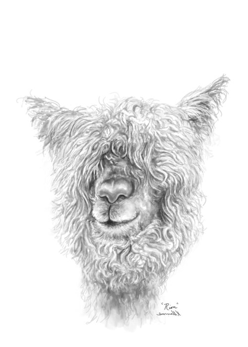 Llama Art Greeting Card featuring the drawing Rion by Kristin Llamas