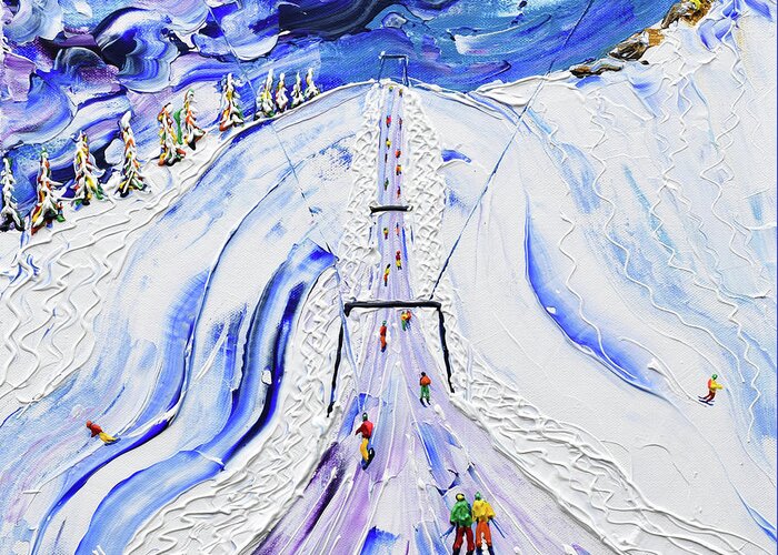 Morzine Greeting Card featuring the painting Ripaille Twin Drag by Pete Caswell