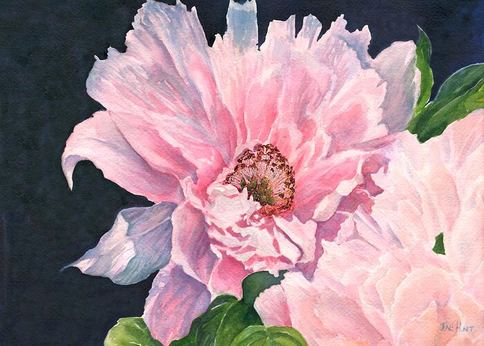 Flowers Greeting Card featuring the painting Rita's Peonies by June Hunt