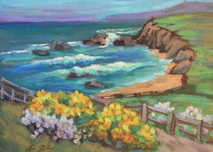 Half Moon Bay Greeting Card featuring the painting Ritz Carlton at Half Moon Bay by Diane McClary