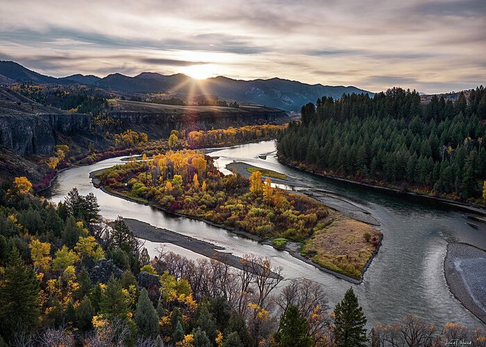 Idaho Scenics Greeting Card featuring the photograph River Bend Sunrise by Leland D Howard