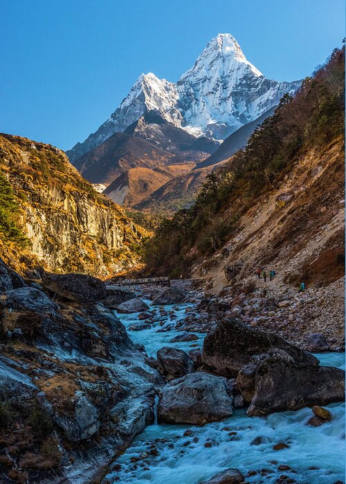 Nepal Greeting Card featuring the photograph River Crossing by Owen Weber