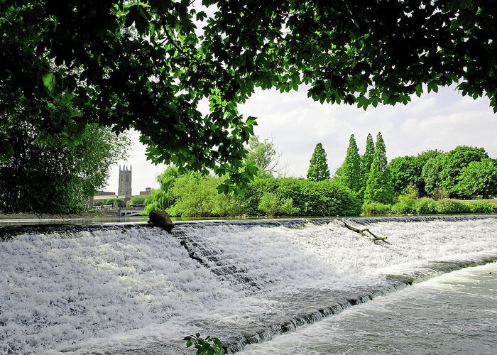 Europe Greeting Card featuring the photograph River Derwent Weir, Derby by Rod Johnson