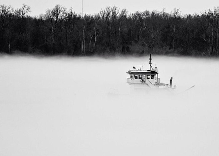 Mississippi Greeting Card featuring the photograph River Of Fog #mississippi #batonrouge by Scott Pellegrin