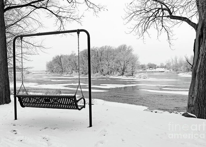 River View Greeting Card featuring the photograph River View in Winter 5303 by Jack Schultz
