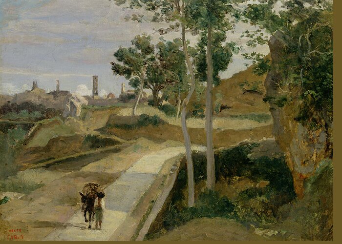 Road Greeting Card featuring the painting Road from Volterra by Jean Baptiste Camille Corot