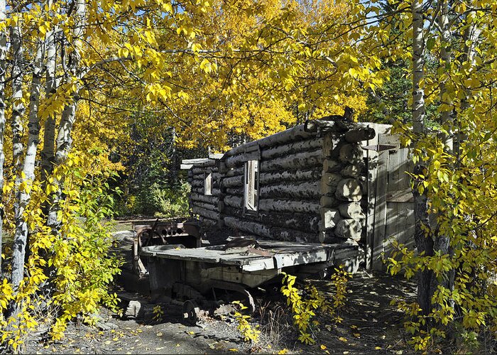 Log Building Greeting Card featuring the photograph Road Trip to Autumns Past by Cathy Mahnke