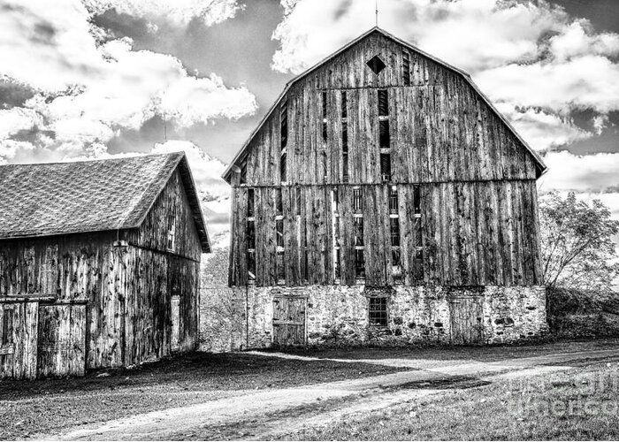 Landscape Greeting Card featuring the photograph Roadside Barns by Jim Rossol
