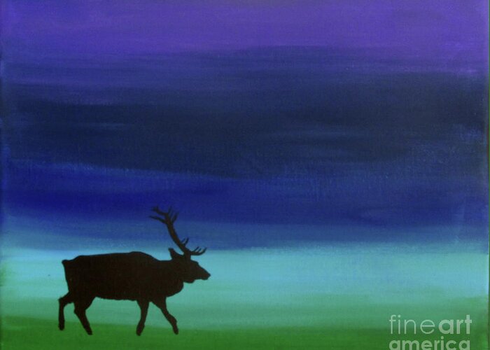 Elk Greeting Card featuring the painting Roaming Elk by Sara Becker