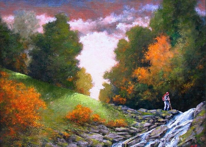 Artist Greeting Card featuring the painting Rock Creek by Jim Gola