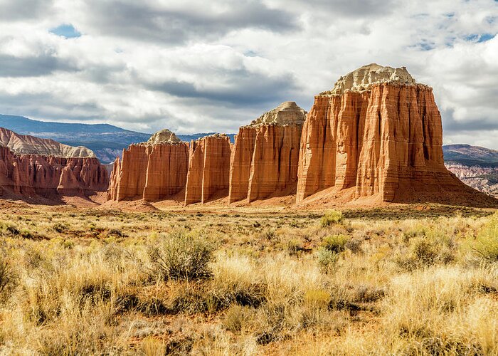 Red Rock Greeting Card featuring the photograph Rock Formations in Cathedral Valley by Scott Law