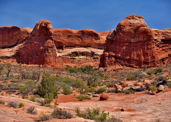 Arches Greeting Card featuring the photograph Rock Pinnacles 3 by Richard J Cassato