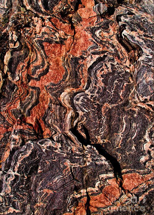 Banded Greeting Card featuring the photograph Rock Veins by Les Palenik