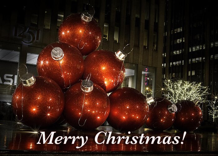 Christmas Greeting Card featuring the photograph Rockefeller Center Christmas Ornaments by Eleanor Abramson