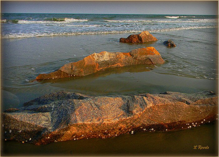 Ocean Greeting Card featuring the photograph Rocks and Waves by Leslie Revels