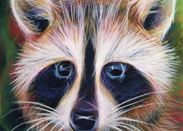 Racoon Greeting Card featuring the painting Rocky by Angela Treat Lyon