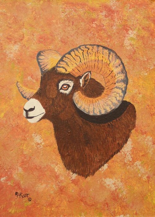 Sheep Greeting Card featuring the painting Rocky Mountain Big Horn Sheep by Ralph Root