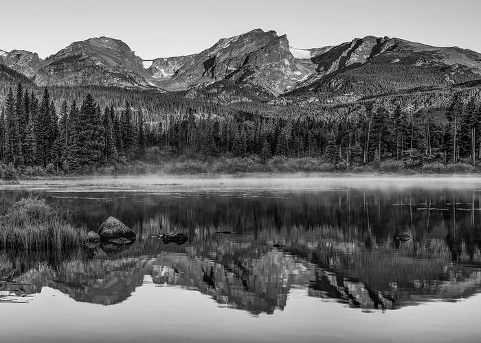 America Greeting Card featuring the photograph Rocky Mountain Park Mountain Landscape - Monochrome Reflections by Gregory Ballos