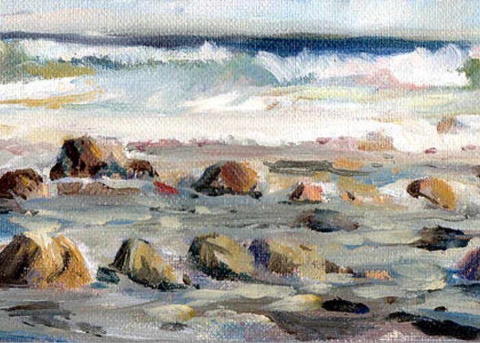 Visco Greeting Card featuring the painting Rocky Seashore by P Anthony Visco